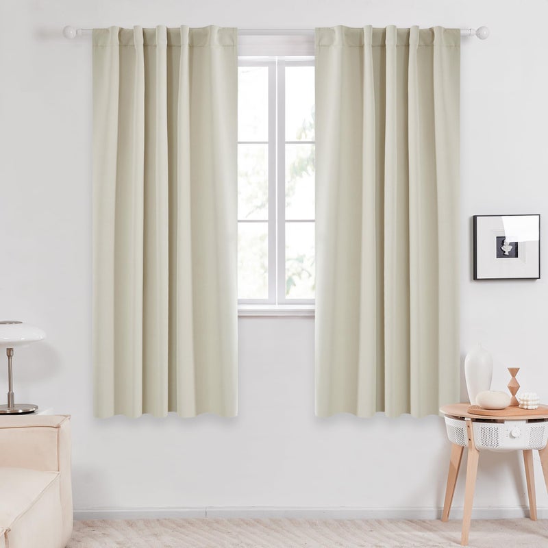 Deconovo Room Darkening Curtains for Living Room, Light Beige Light Filtering Thermal Drapes 72 Inches Long, Back Tab and Rod Pocket Window Curtains, 42W x 72L Inch, 2 Panels - Image 2
